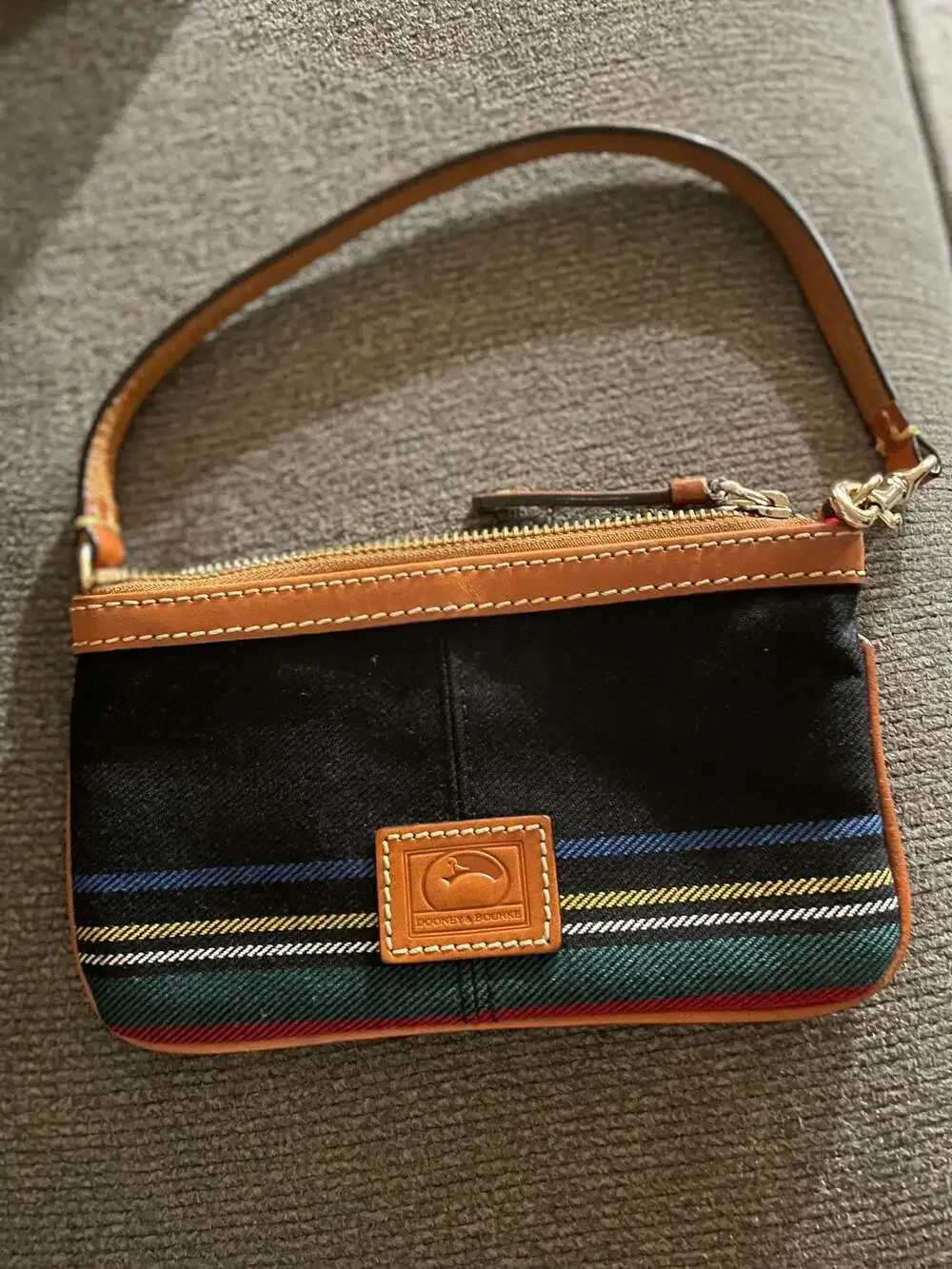 Dooney & Bourke Mariner Stripe Coated Cotton Zip Wristlet